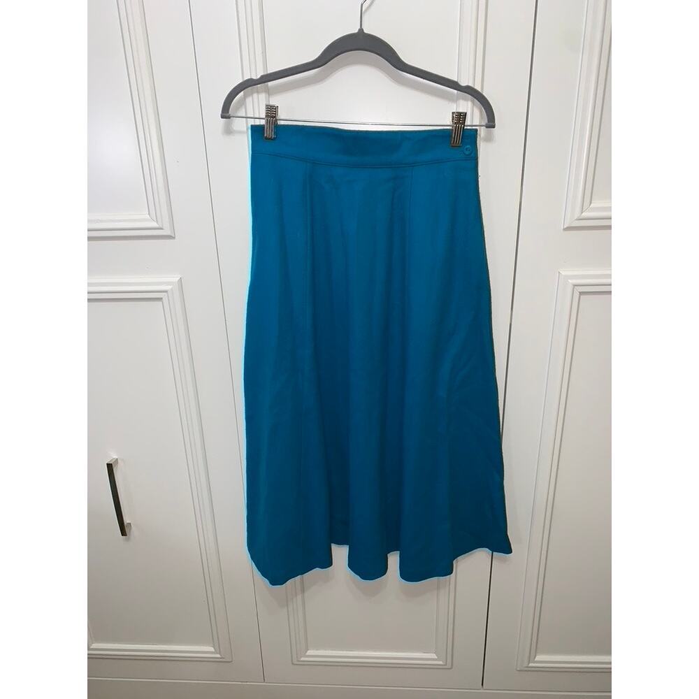 That's Me! Vintage Teal Wool Blend A-Line Midi Skirt Women’s Size 10‎